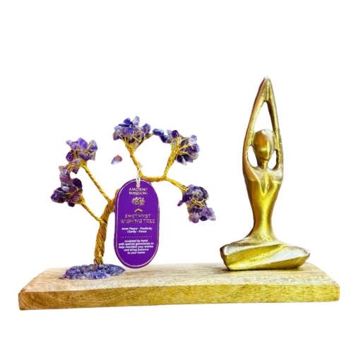 Amethyst Gemstone Yoga Garden - Sukhasana Pose - Tilted Tree - 100 chipstones